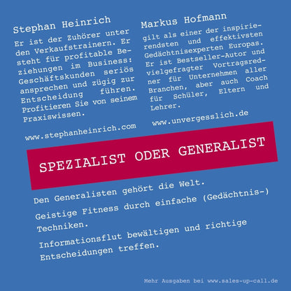 Spezialist oder Generalist - Sales-up-Call