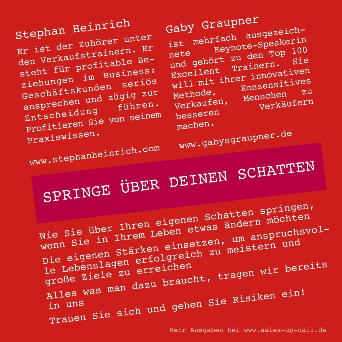 Springe über deinen Schatten - Sales-up-Call - Stephan Heinrich