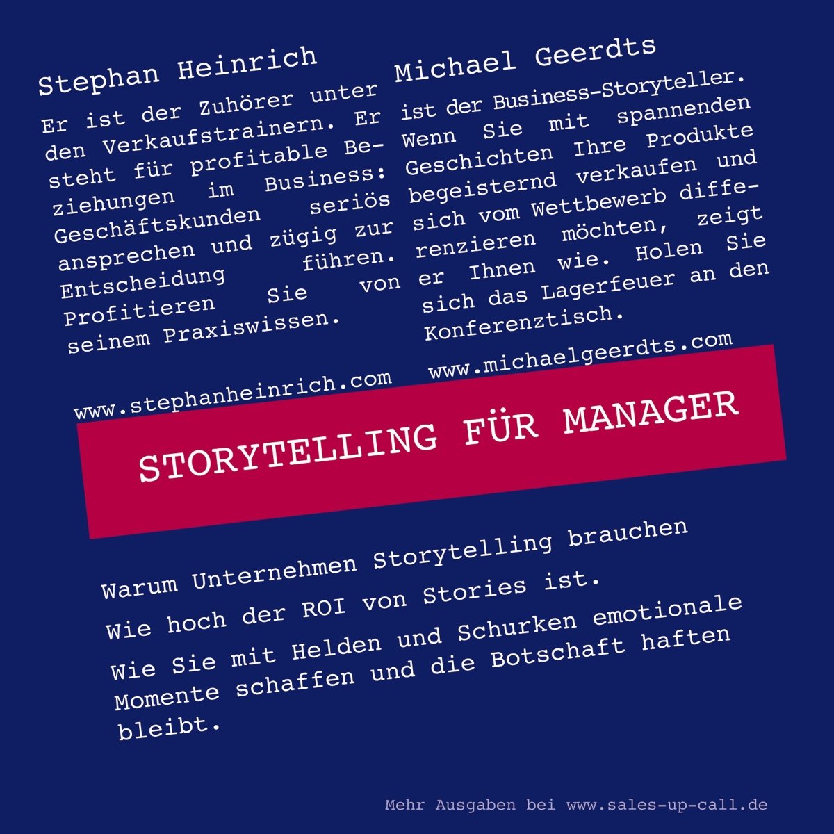 Storytelling für Manager - Sales-up-Call - Stephan Heinrich