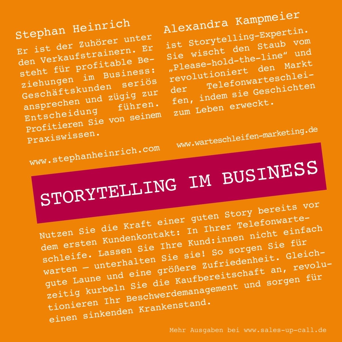 Storytelling im Business - Sales-up-Call - Stephan Heinrich