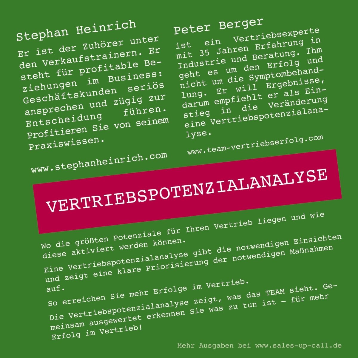 Vertriebspotenzialanalyse - Sales-up-Call - Stephan Heinrich