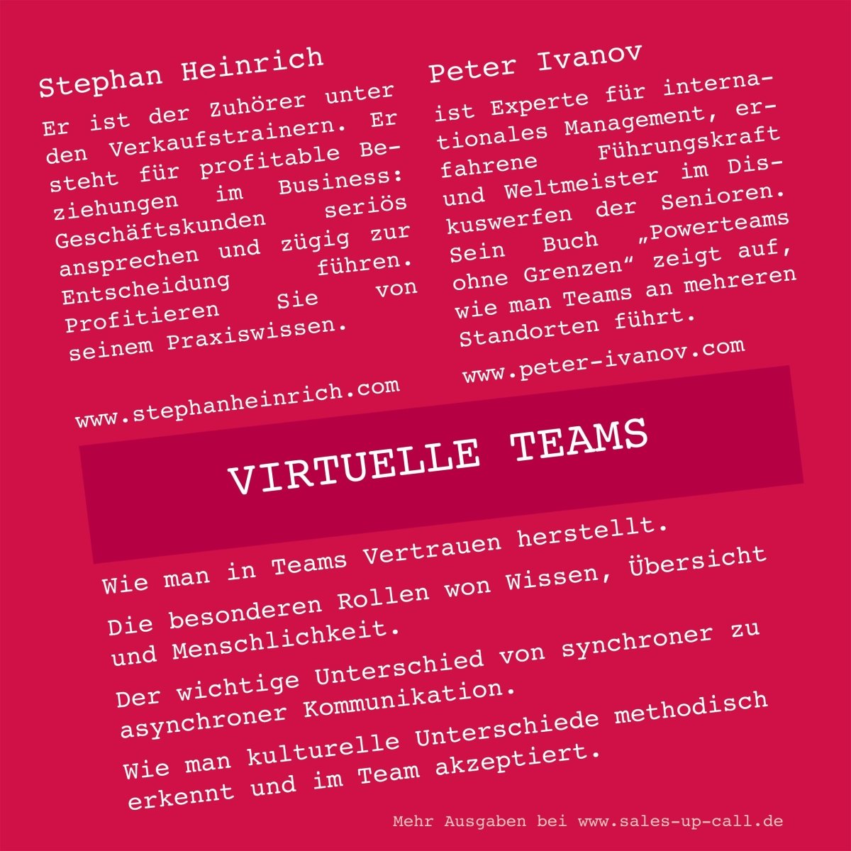 Virtuelle Teams - Sales-up-Call - Stephan Heinrich